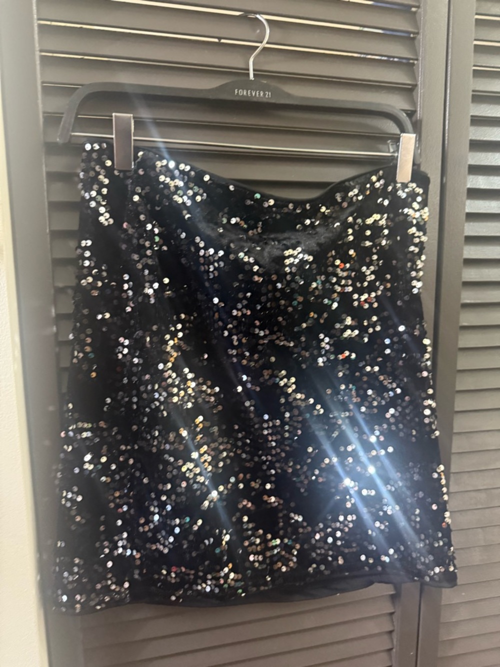 Forever 21 Black Sequin Mini Skirt with Iridescent Accents